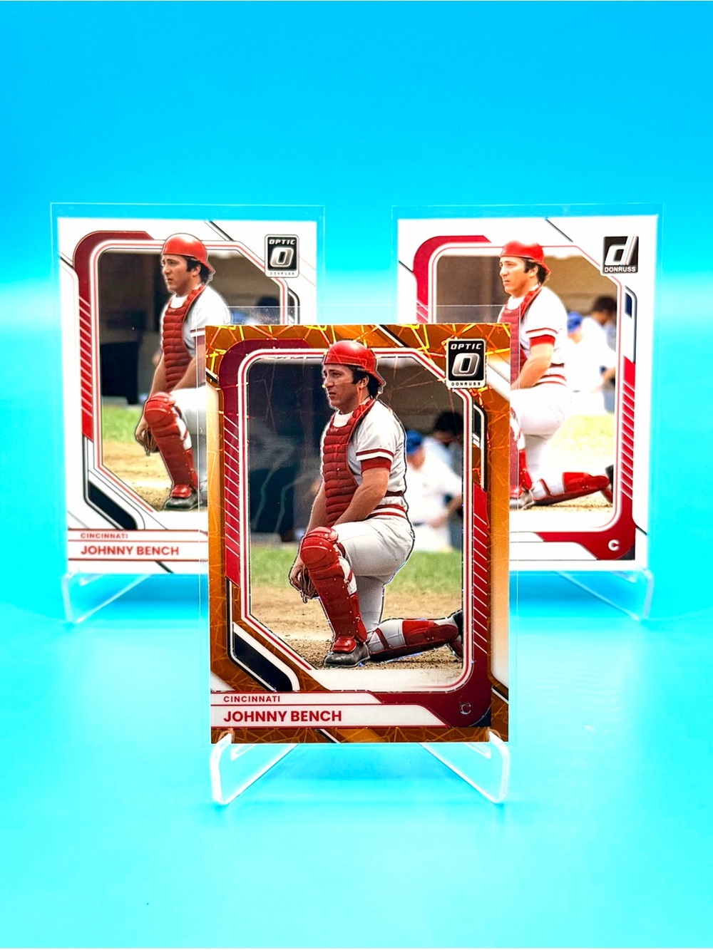 🔥Johnny Bench Lot! 🔥Orange Velocity Prizm + Optic & Donruss Insert! 🤯